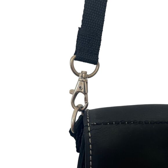 Vtg Little Earth Black Recycled Rubber Bottle Cap Closure Crossbody Purse - Picture 6 of 10